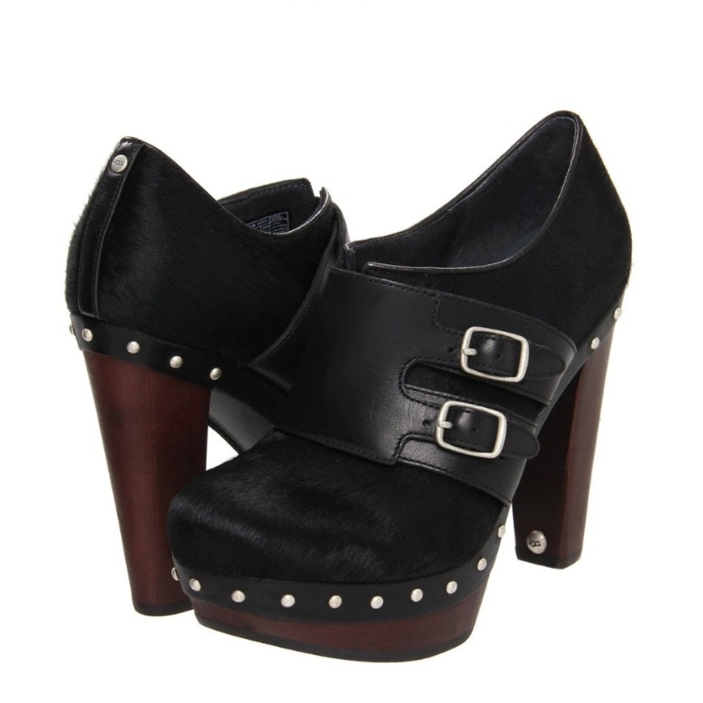 Nwob Ugg illana fur ankle bootie with leather